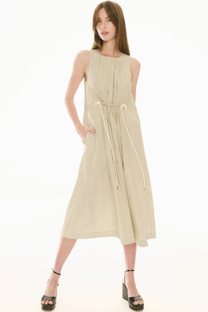 FABLE TANK DRESS IVORY/INK