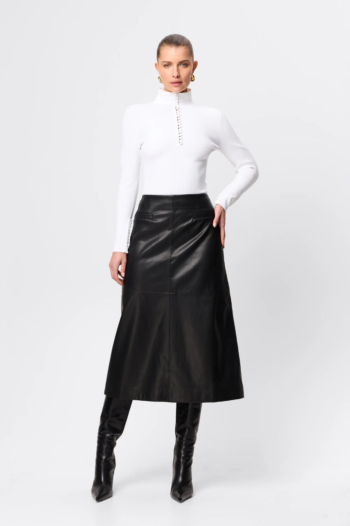 FAIRFAX MIDI SKIRT BLACK