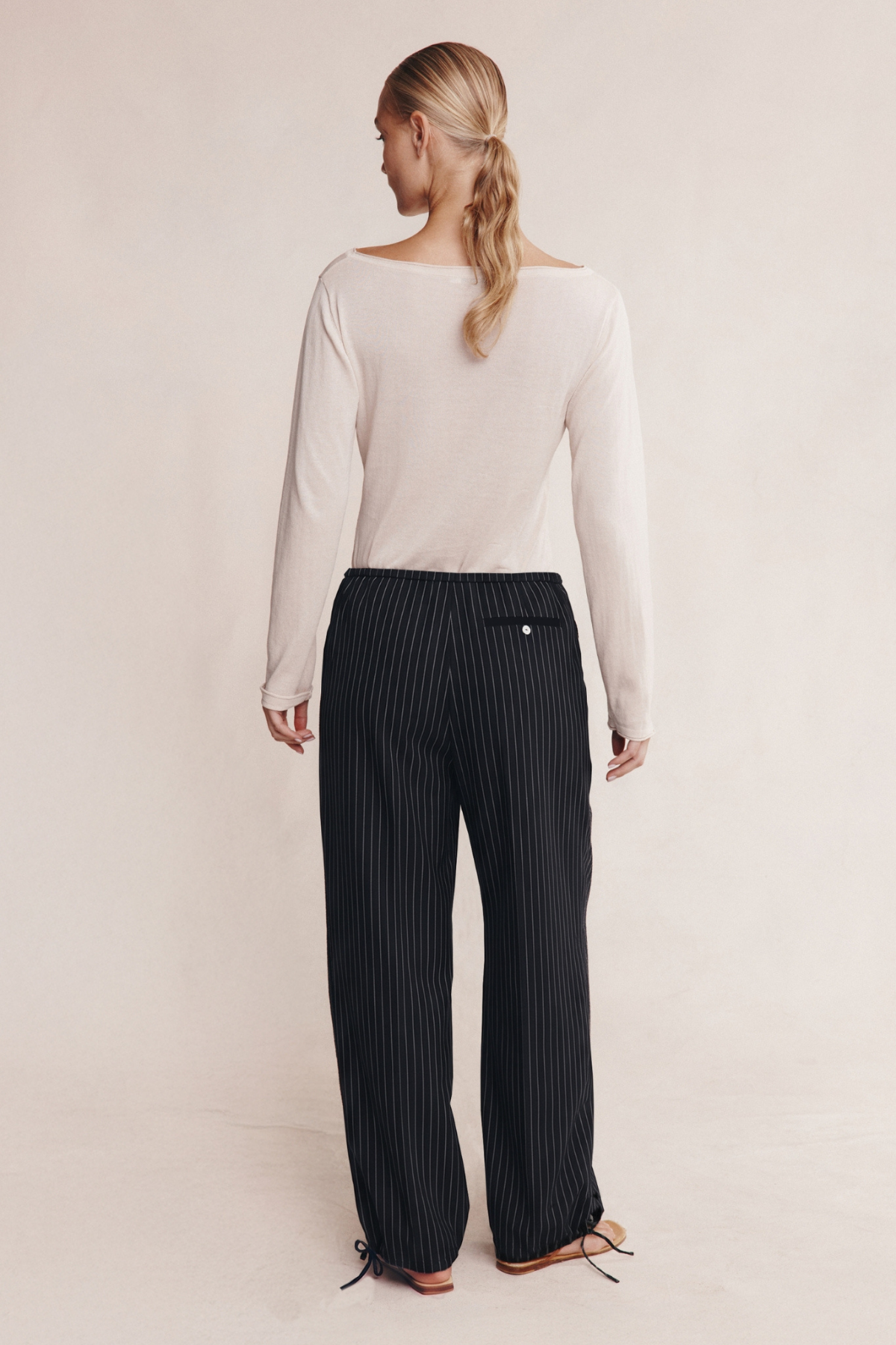 FATIMA PANT BLACK PINSTRIPE