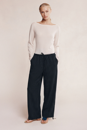 FATIMA PANT BLACK PINSTRIPE