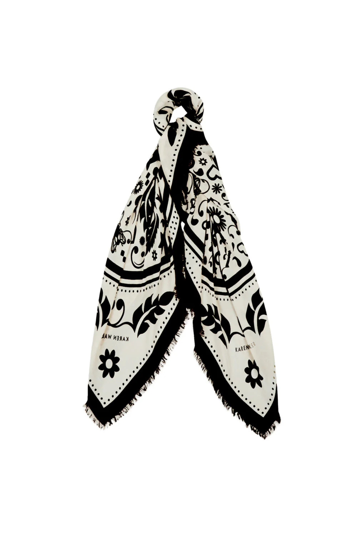 FILIGREE MODAL TWILL SCARF CREAM/BLACK