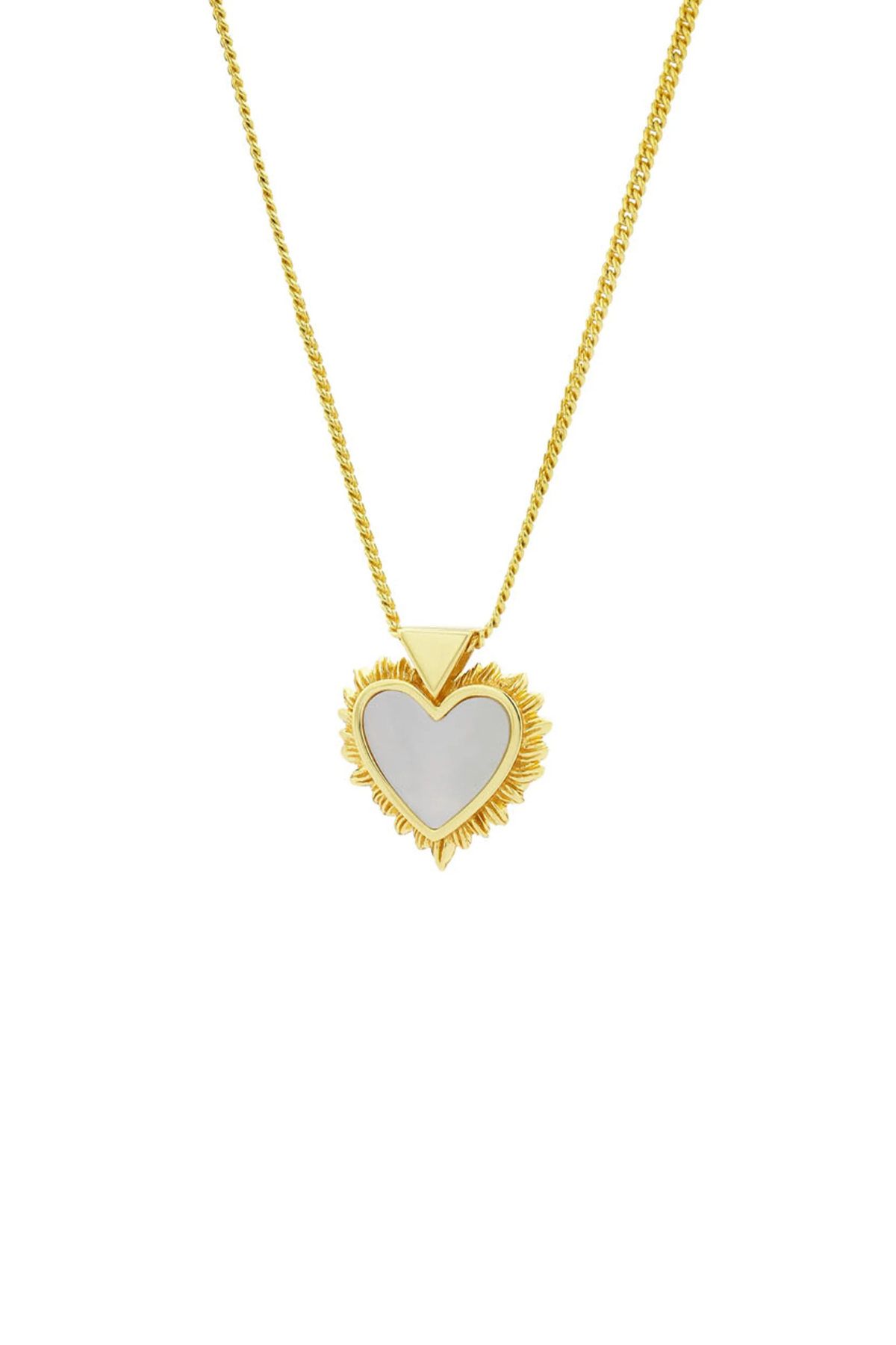 FLAMING MOTHER OF PEARL HEART NECKLACE 45CM GOLD-PLATED
