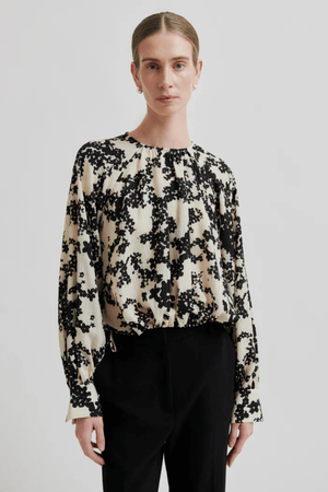 FLEURI PRINTED BLOUSE BLACK