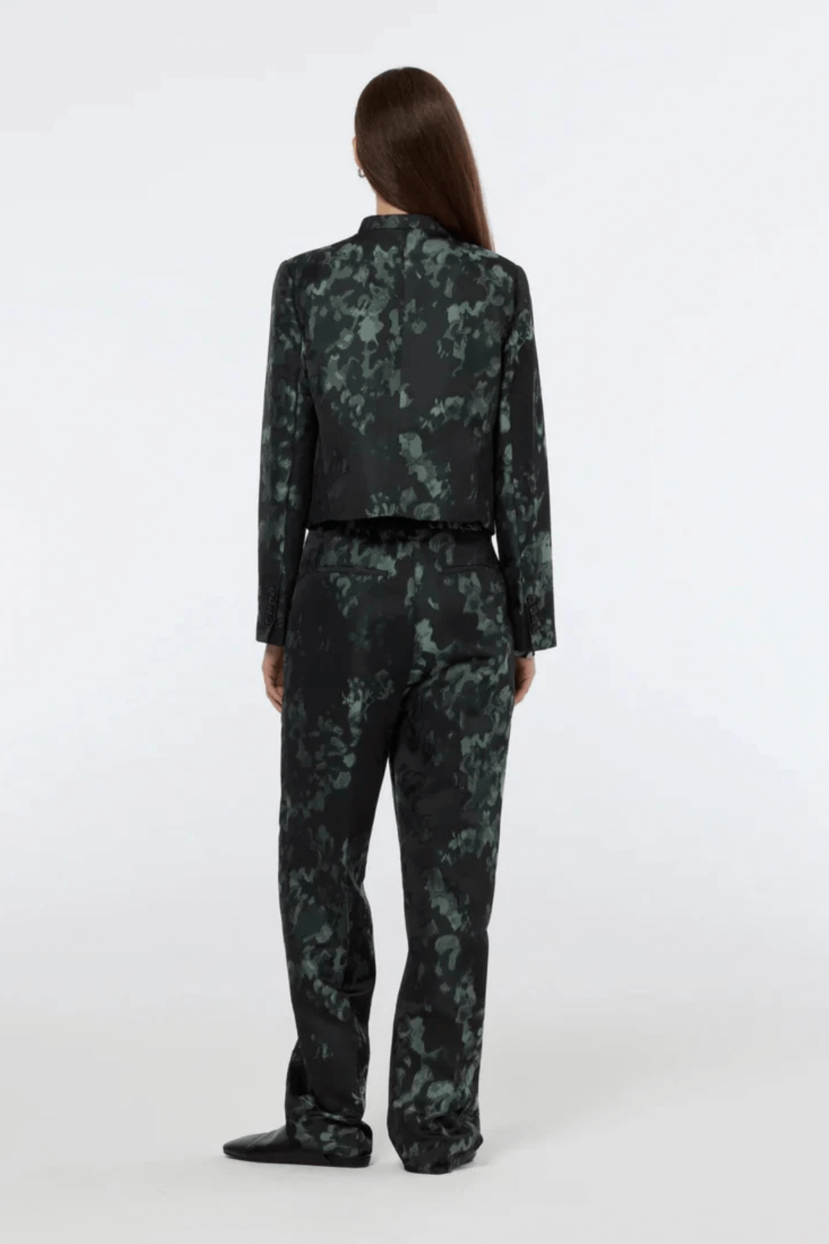 FLORAL JACQUARD CROPPED BLAZER BLOSSOM PRINT