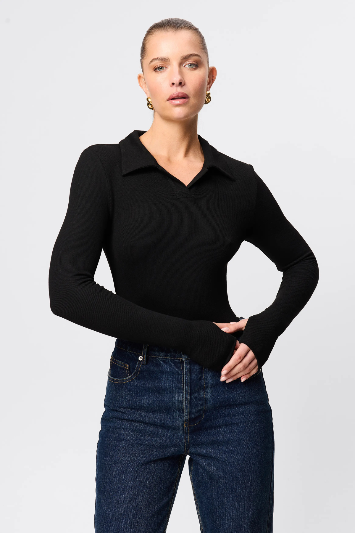 FLORENCE POLO TOP BLACK