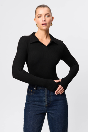 FLORENCE POLO TOP BLACK