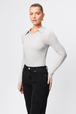 FLORENCE POLO TOP GREY MARLE
