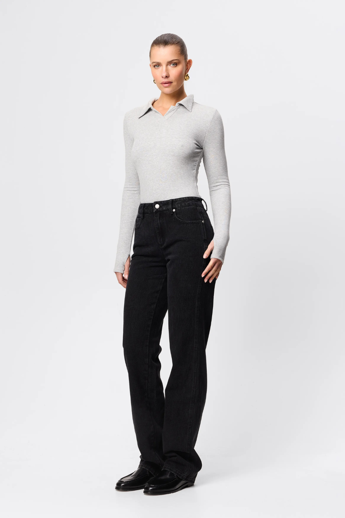 FLORENCE POLO TOP GREY MARLE