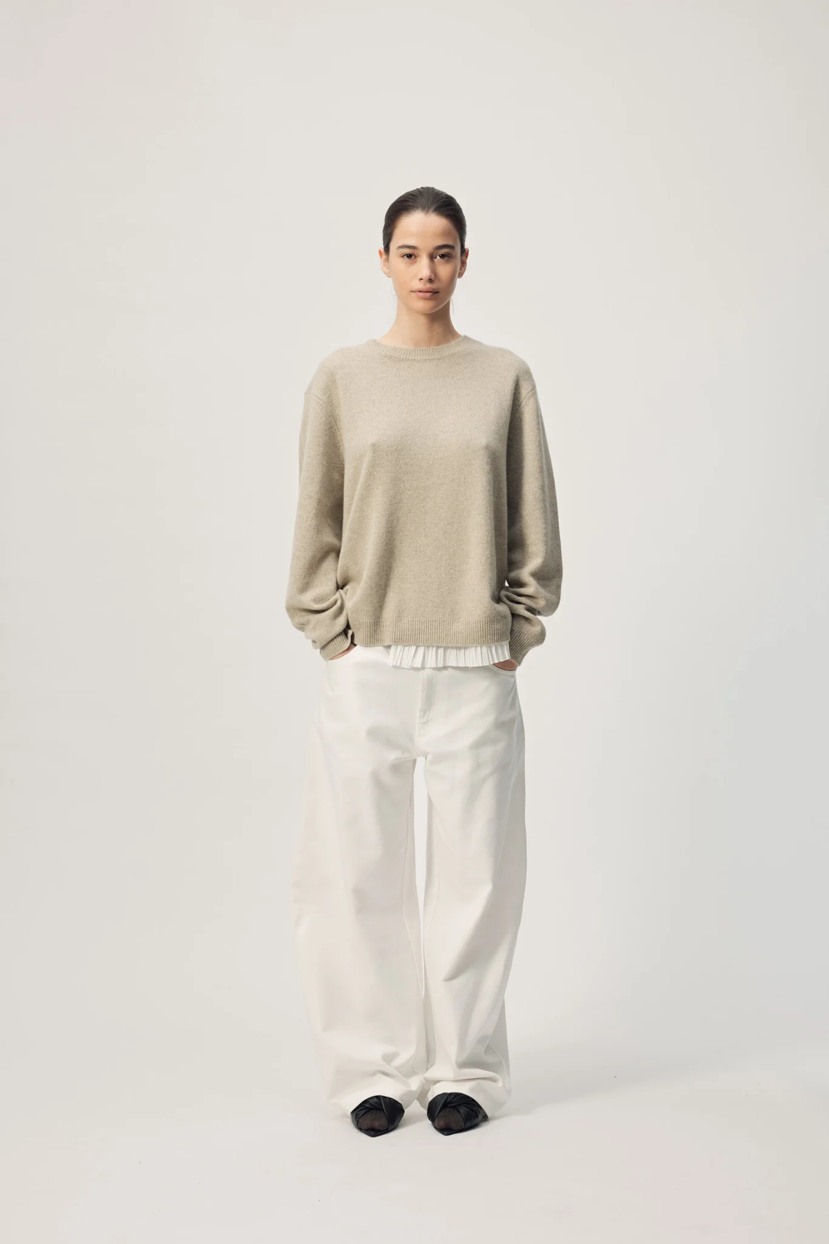 FREDDIE JUMPER SAGE WITH RUFFLE TRIM