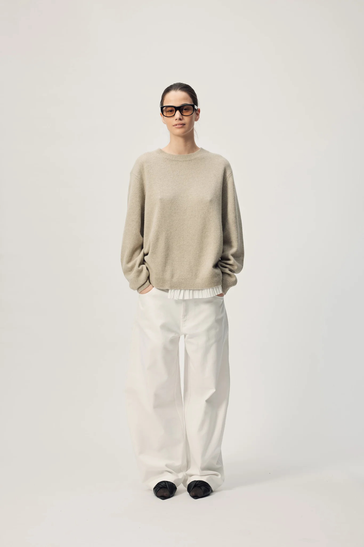 FREDDIE JUMPER SAGE WITH RUFFLE TRIM