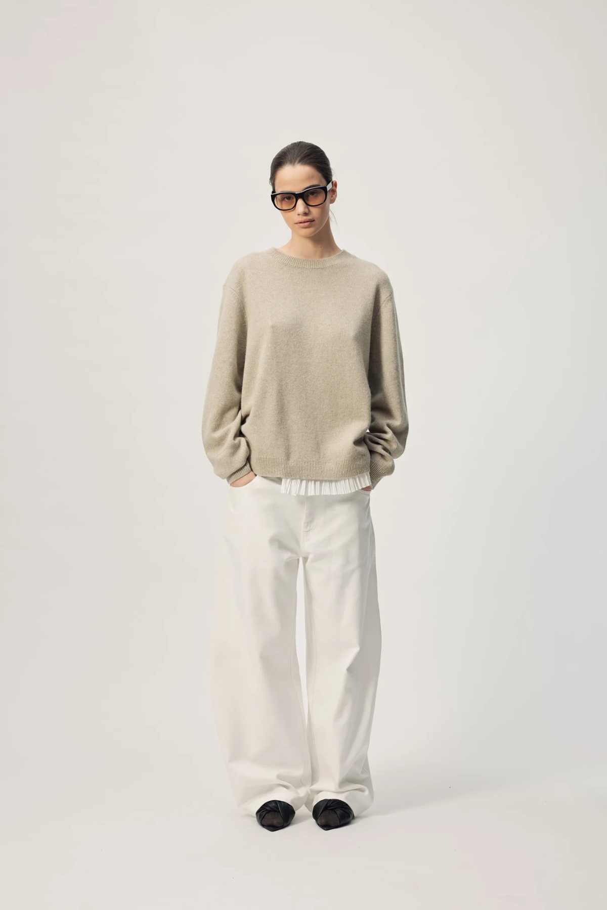 FREDDIE JUMPER SAGE WITH RUFFLE TRIM