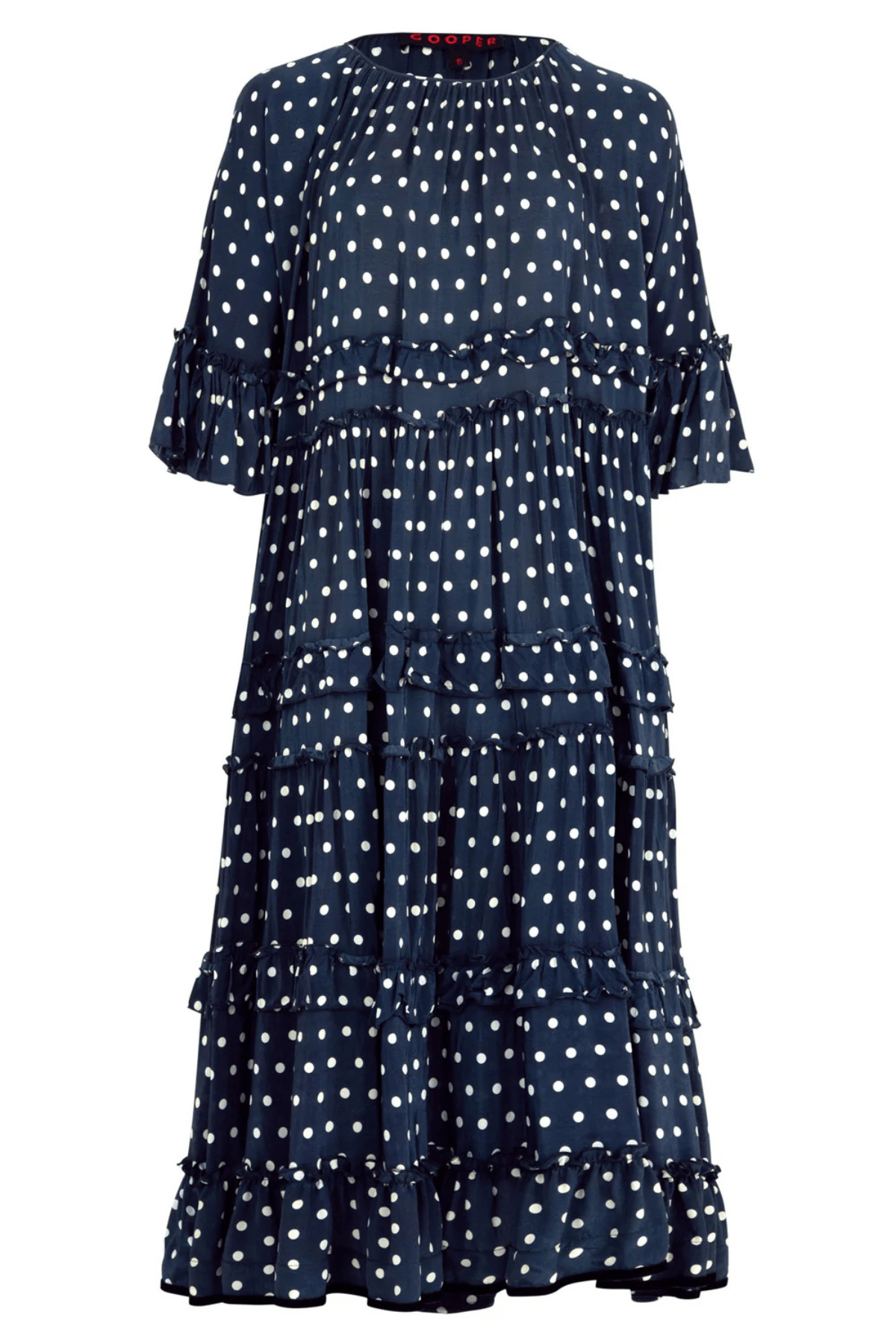 FRILLIONAIRE DRESS NAVY SPOTS