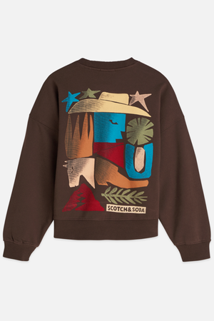 FRONT BACK ARTWORK OVERSIZED FIT SWEATER HOT FUDGE