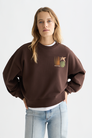 FRONT BACK ARTWORK OVERSIZED FIT SWEATER HOT FUDGE
