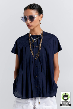FURROW SLEEVELESS SHIRT NAVY