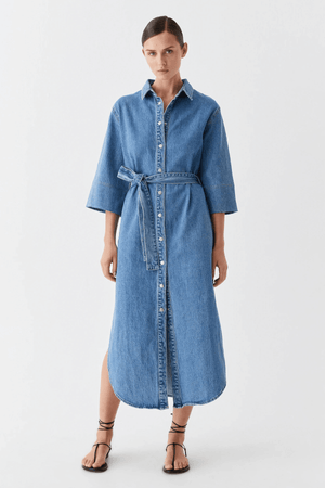 FYNN DENIM SHIRT DRESS BLUE