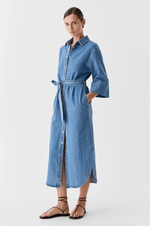 FYNN DENIM SHIRT DRESS BLUE