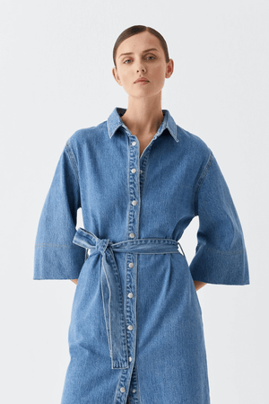 FYNN DENIM SHIRT DRESS BLUE