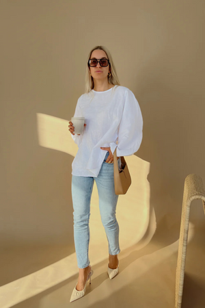GABBY TOP WHITE LINEN