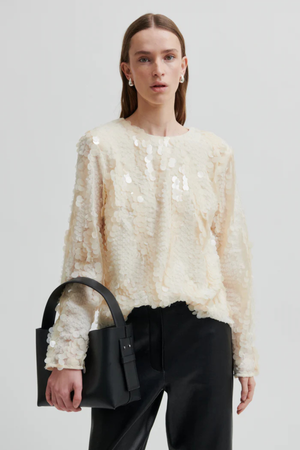 GLIMMER SEQUIN DETAIL BLOUSE JET STREAM