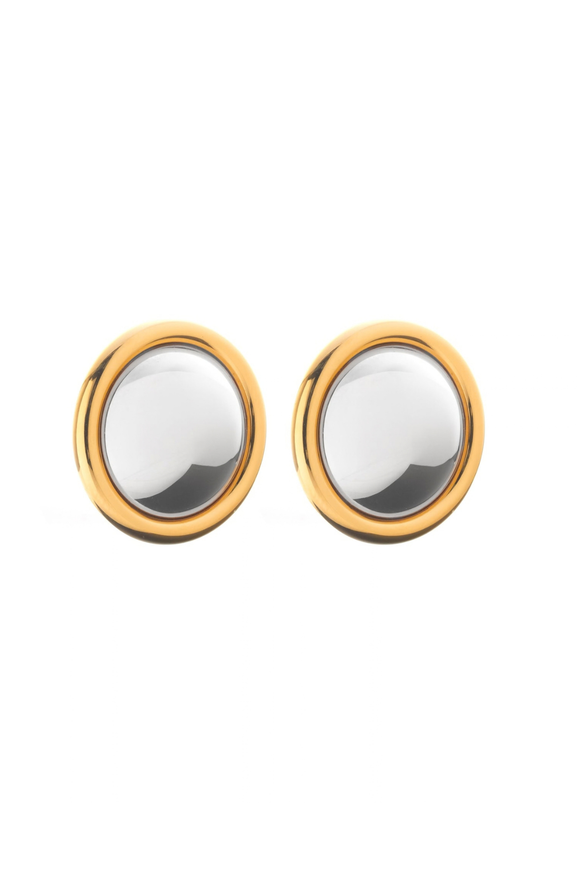 GLOBE TWO TONE EARRINGS SILVER/GOLD
