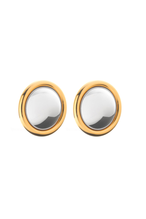 GLOBE TWO TONE EARRINGS SILVER/GOLD