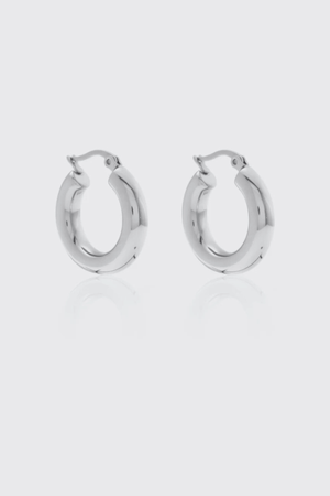 HALO HOOP EARRINGS MEDIUM SILVER