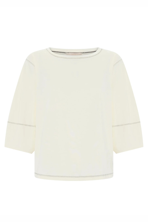 HARLYN TOPSTITCH TEE IVORY