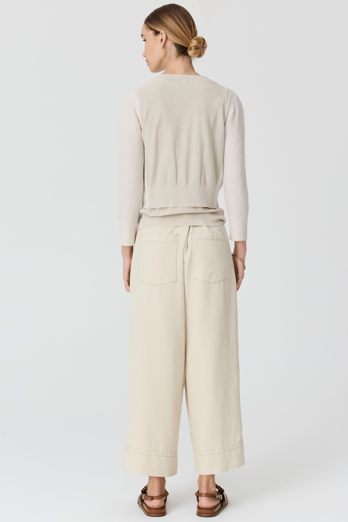 HAVEN CARDIGAN LUREX BACK PEBBLE