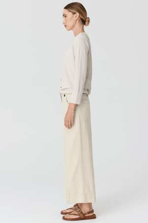 HAVEN CARDIGAN LUREX BACK PEBBLE