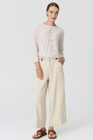 HAVEN CARDIGAN LUREX BACK PEBBLE