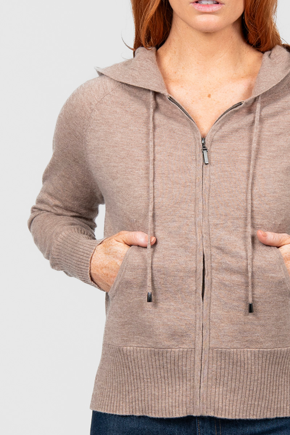 HAYLEY ZIP HOODIE COBBLESTONE
