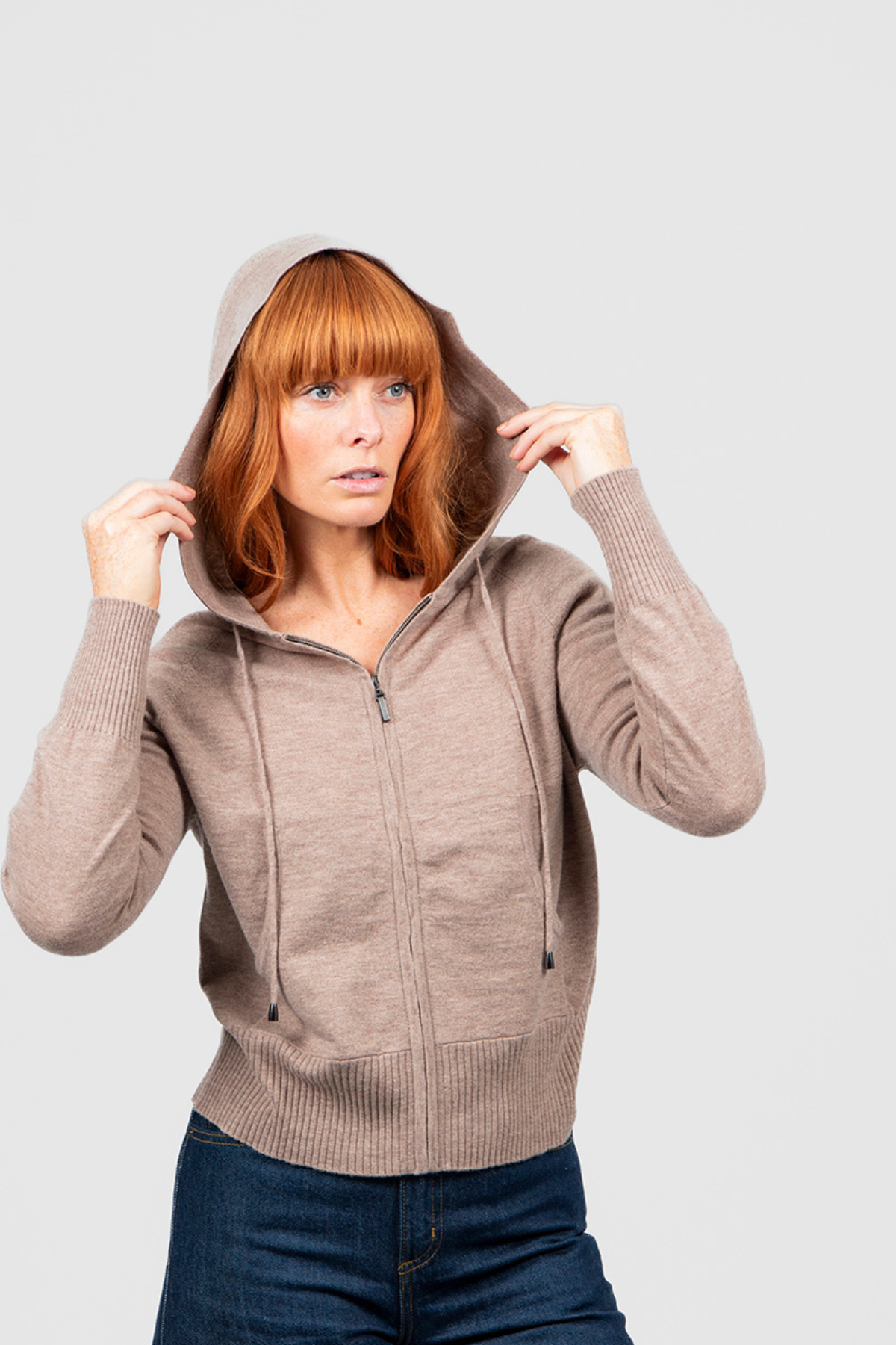 HAYLEY ZIP HOODIE COBBLESTONE