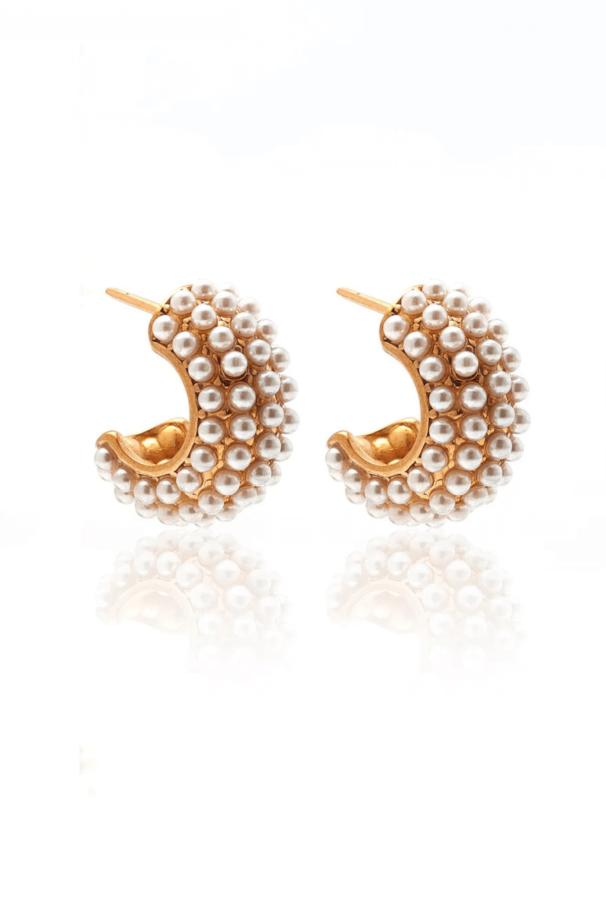 HERA HOOP EARRINGS PEARL/GOLD