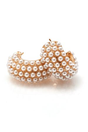 HERA HOOP EARRINGS PEARL/GOLD