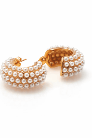 HERA HOOP EARRINGS PEARL/GOLD