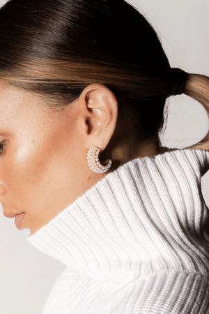 HERA HOOP EARRINGS PEARL/GOLD