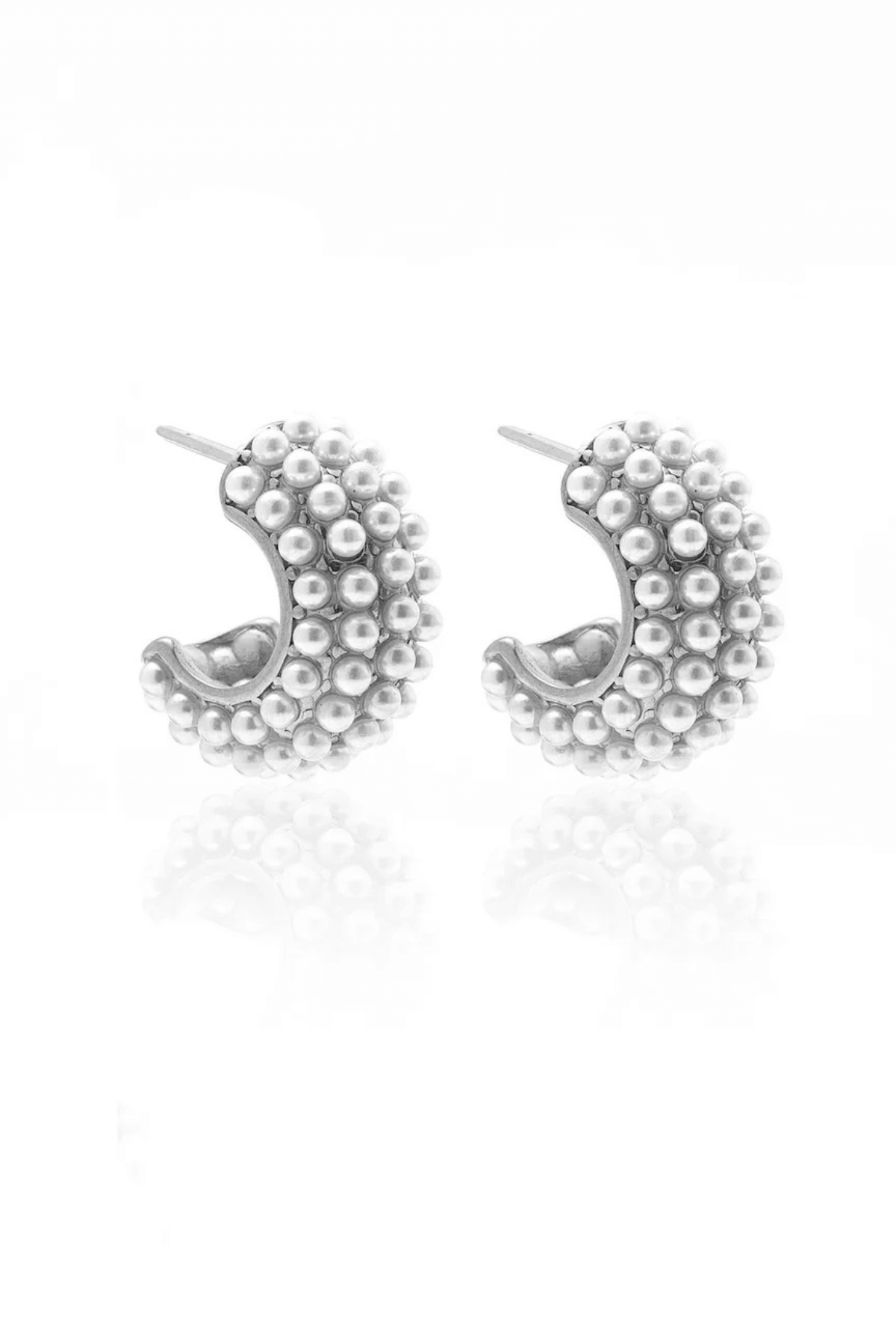HERA HOOP EARRINGS PEARL/SILVER