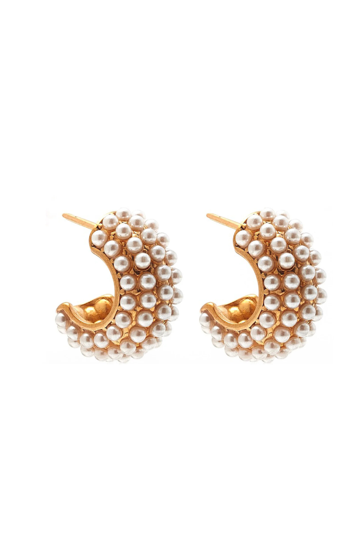 HERA HOOP EARRINGS PEARL/GOLD