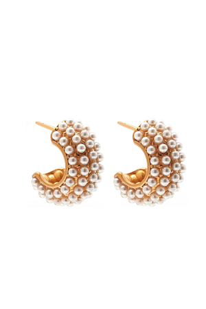 HERA HOOP EARRINGS PEARL/GOLD