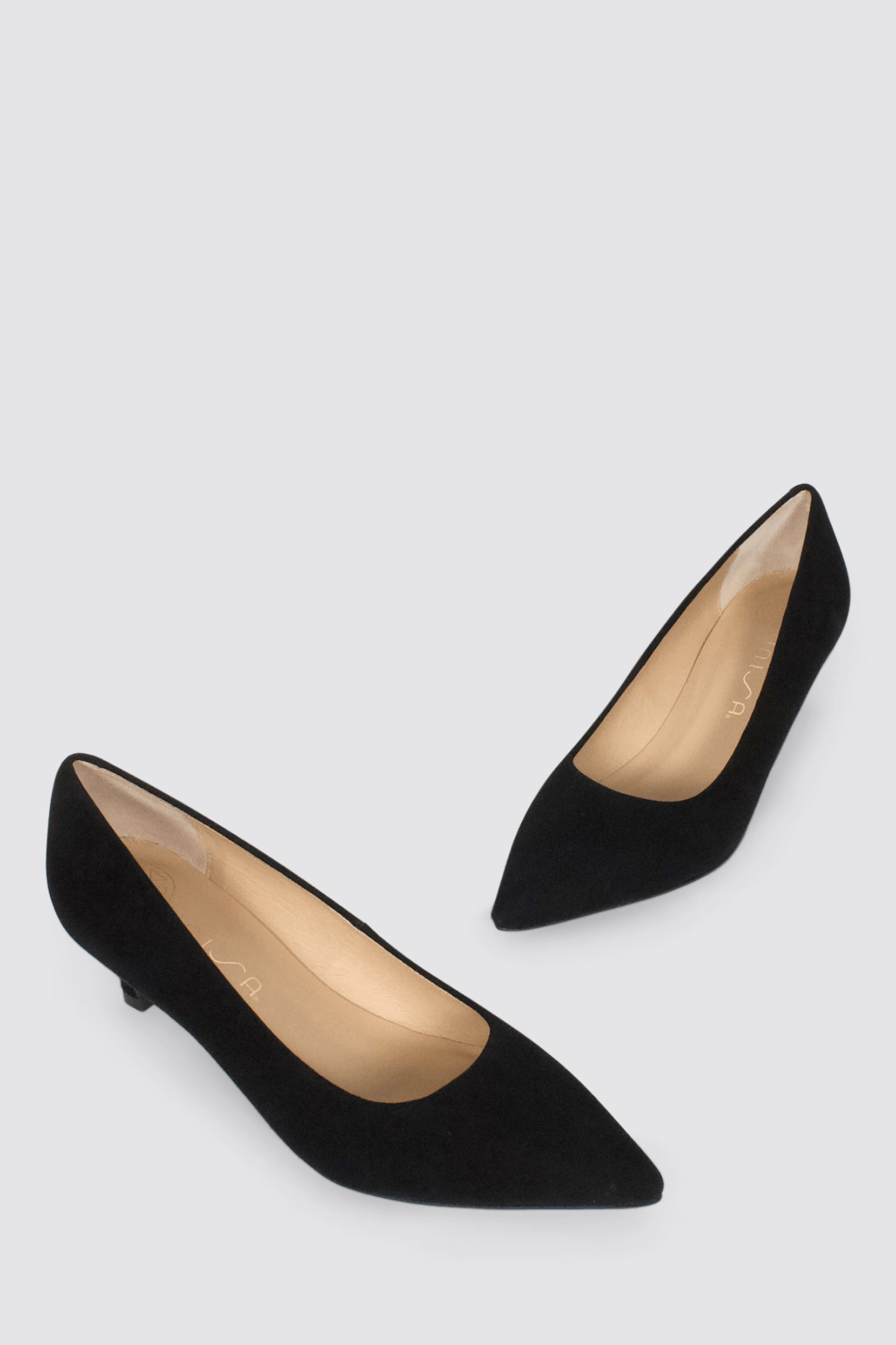 INDIRA KITTEN HEELS BLACK BABY SUEDE