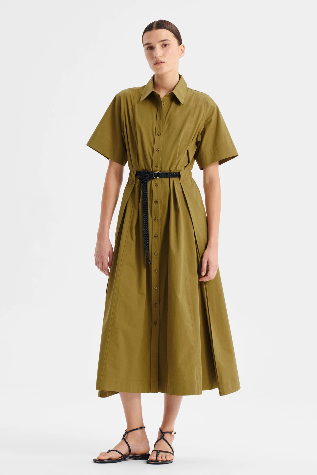 INGRID SHIRT DRESS OLIVE