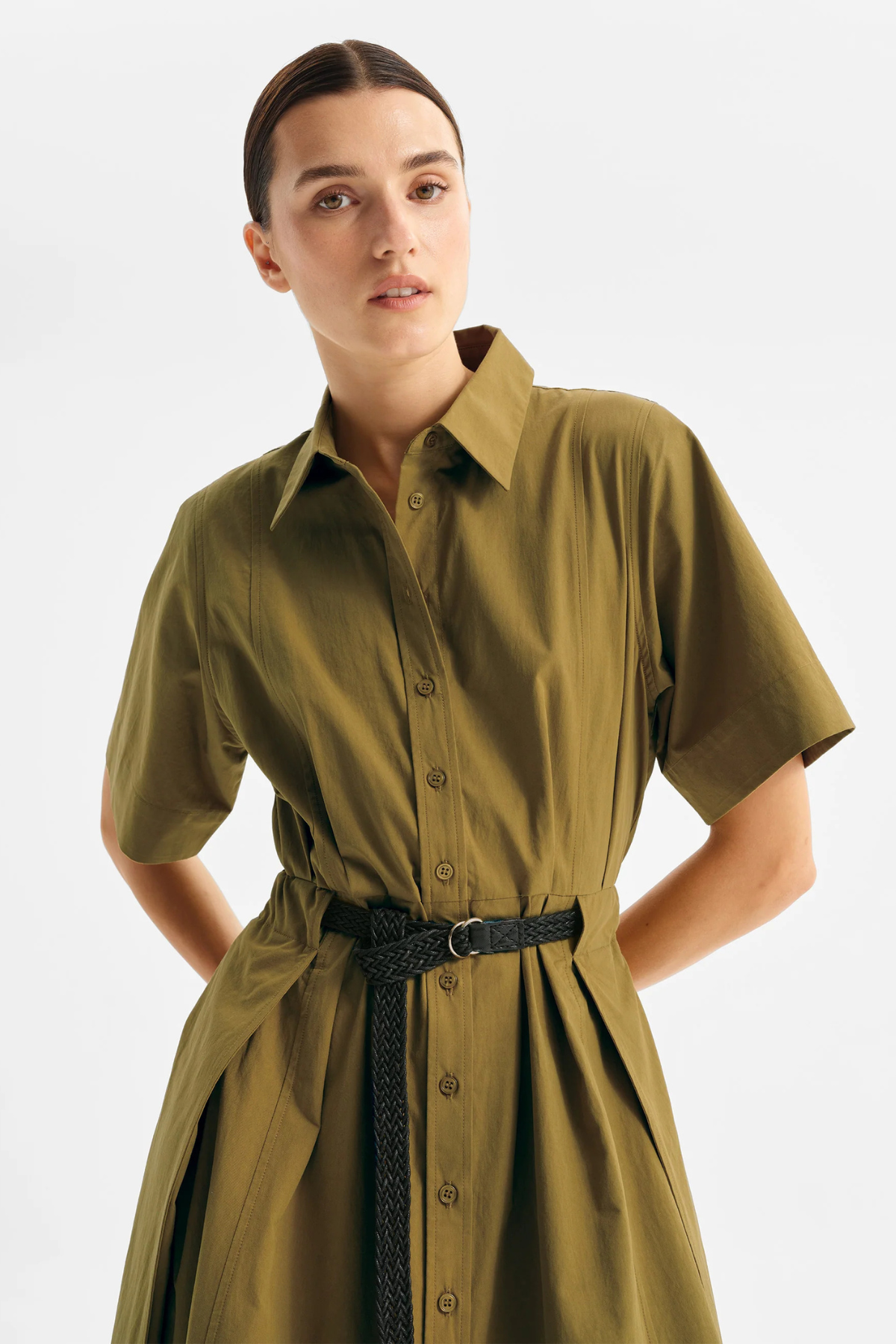 INGRID SHIRT DRESS OLIVE