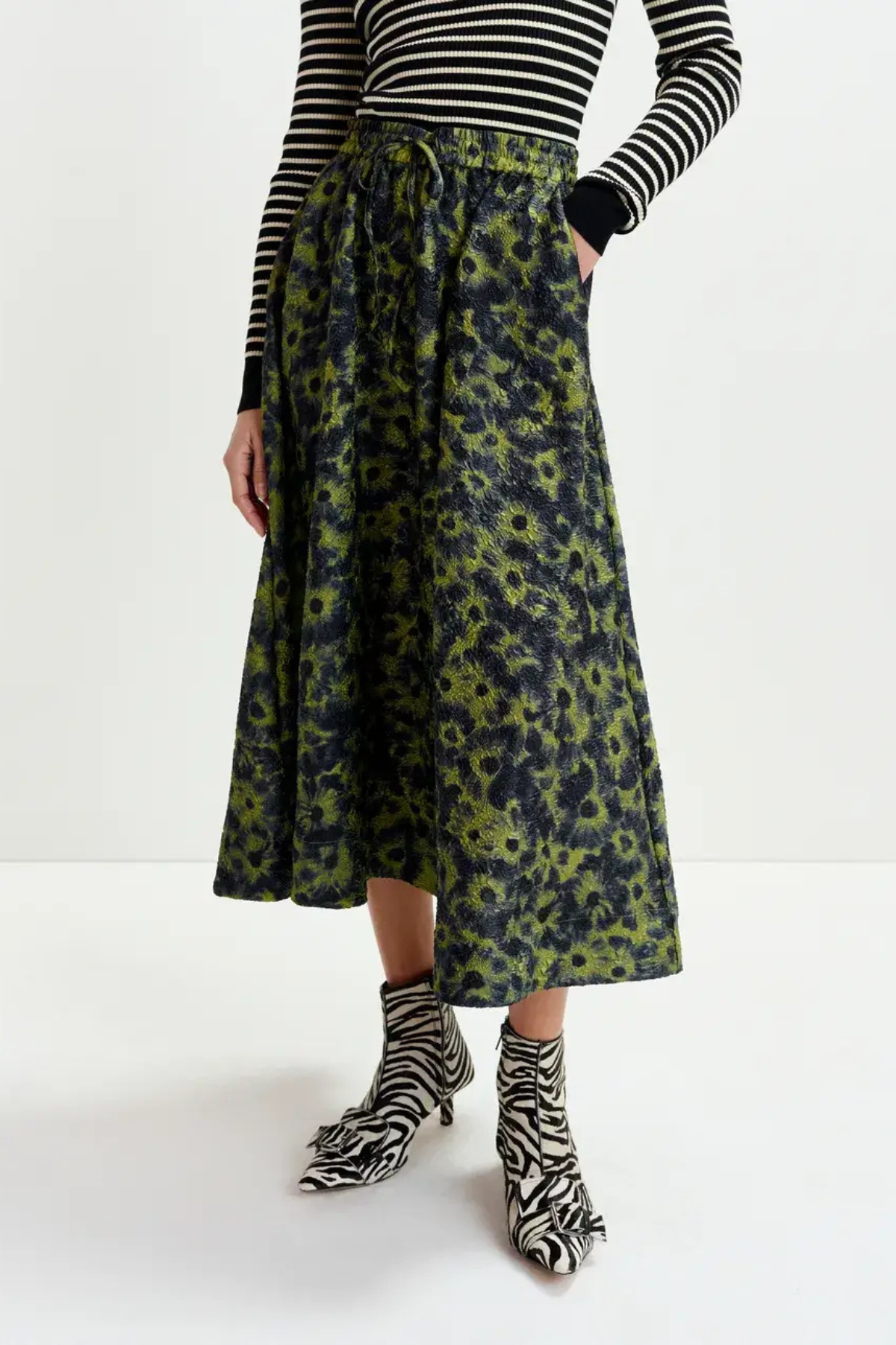 ISEBEL MIDI SKIRT DARK BLUE/KHAKI