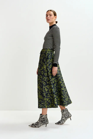 ISEBEL MIDI SKIRT DARK BLUE/KHAKI