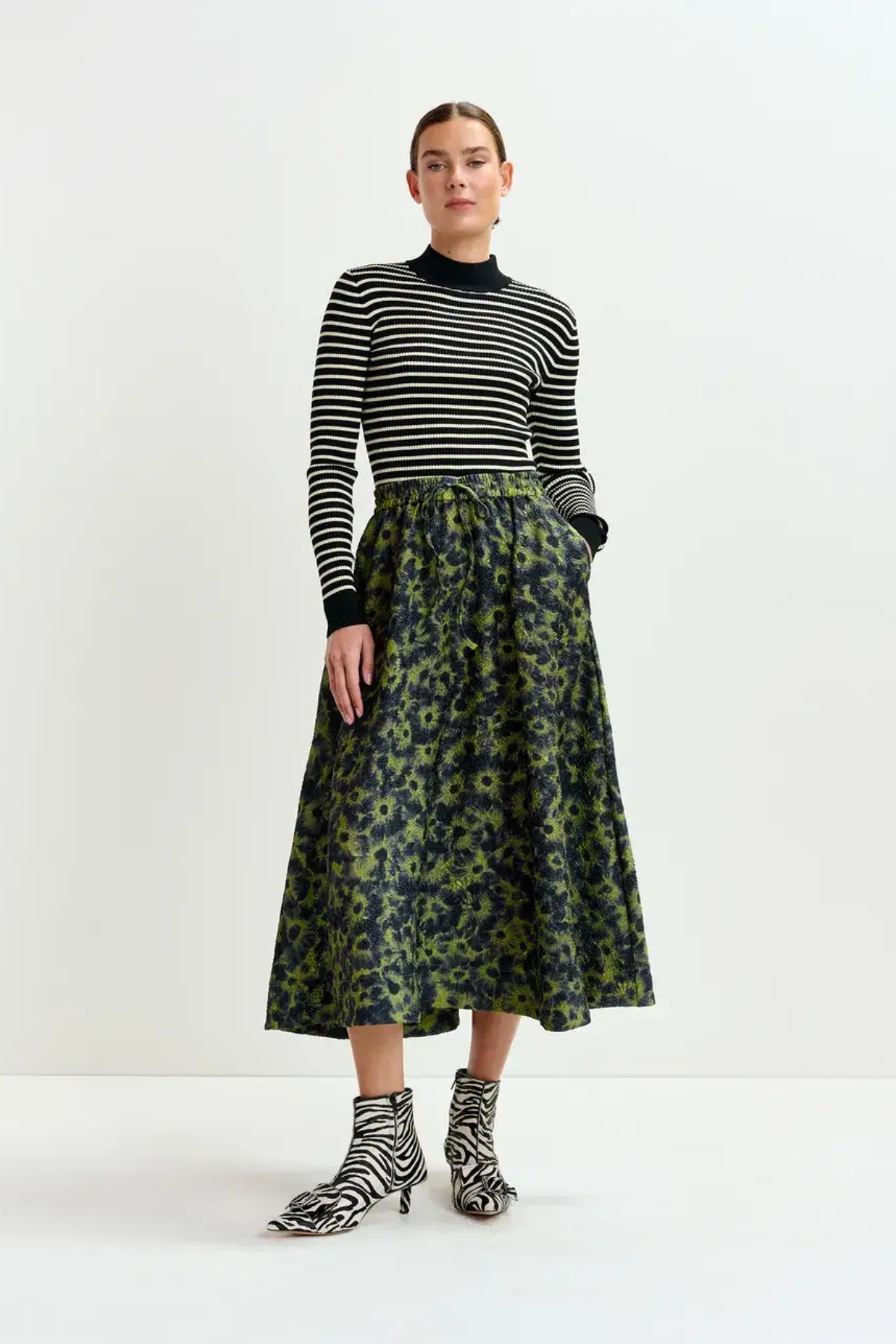 ISEBEL MIDI SKIRT DARK BLUE/KHAKI