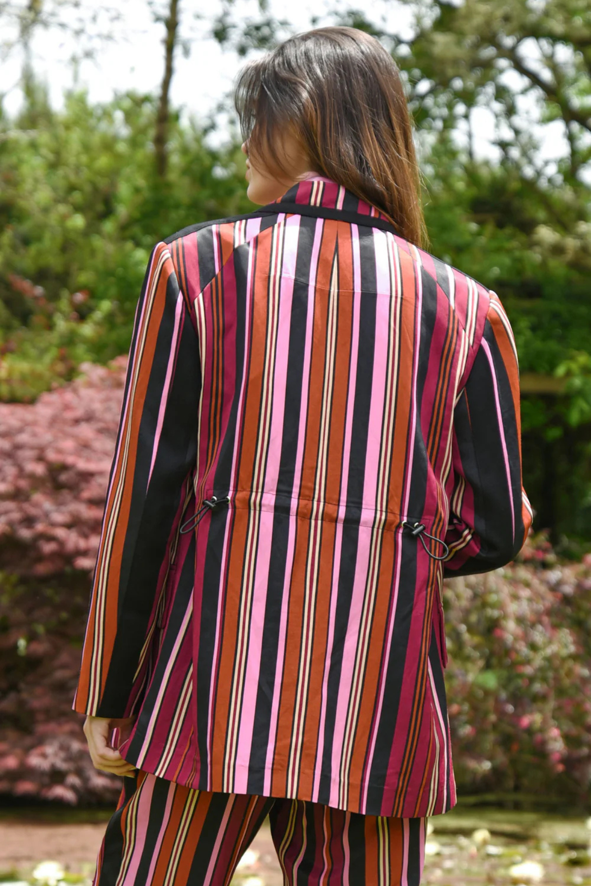 ITS A BOLD SHOULDER JACKET PINK MULTI STRIPE