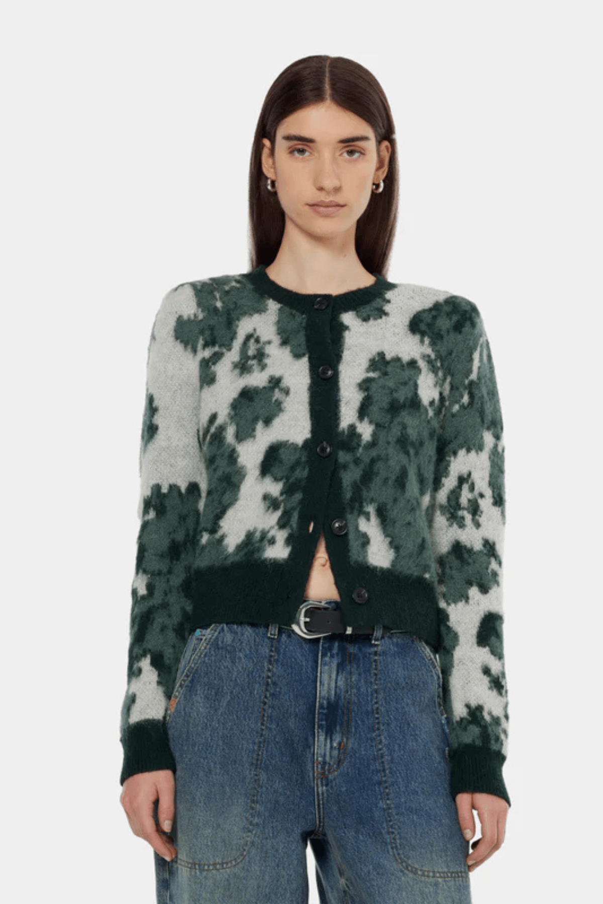 JACQUARD CREW NECK CARDIGAN NIEUW BLOSSOM