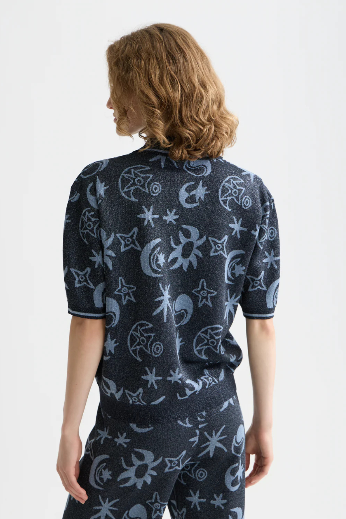 JACQUARD SHORT SLEEVE PULLOVER COSMIC SKY SPACED