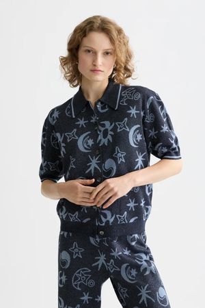 JACQUARD SHORT SLEEVE PULLOVER COSMIC SKY SPACED